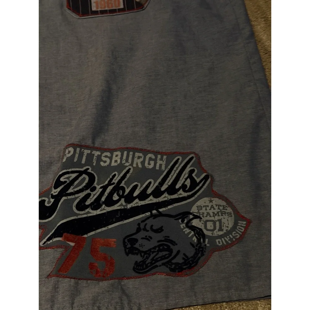 Reworked Vintage Dickies Baseball Shirt‎ Pittsburgh Pitbulls 1960 Patch L